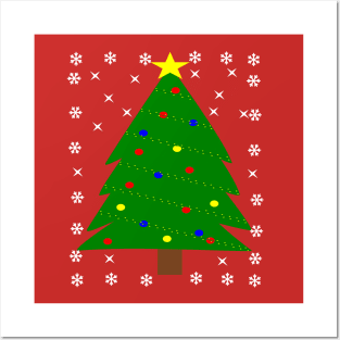 Christmas Tree with Balls Lights Ornament T Shirt Xmas Posters and Art